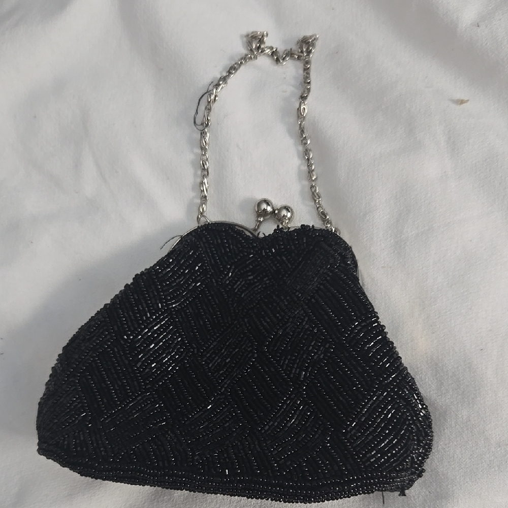 Elegant Black Beaded Evening Bag